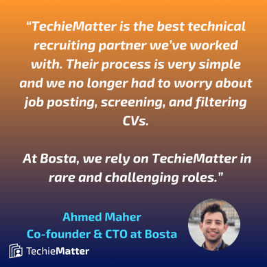 Ahmed Maher, CTO and Co-founder of Bosta's Testimonial for TM